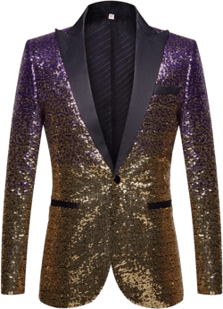 Men Fashion Gradual Change Color Sequins Suit Jacket