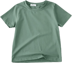 Unisex Little Boys Girls Summer Solid Short Sleeve T-Shirt Baby Kids Crewneck Basic Cotton Tops Tee Shirts 5T Army Green
