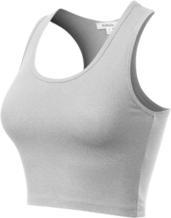 MixMatchy Women's Casual Basic Sports Crop Tank Tops Racerback Running Yoga Tanks Cotton Sleeveless Gym Shirts Medium Heather Grey