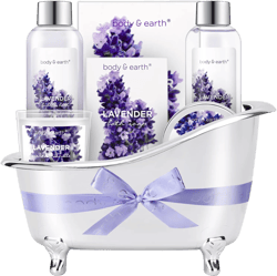 Gift Set for Women Body & Earth Gifts for Women Lavender Gift Baskets For Women Bath Sets for Women Gift with Bubble Bath Body Lotion Scented Candle Mothers Day Gifts Bath Gifts for Women
