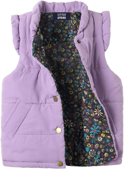 LittleSpring Toddler Vest for Girls Lightweight Quilted Puffer Vest Outerwear Purple Size 4