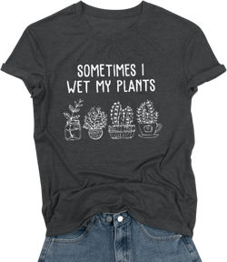 Gardening Shirts for Women Plant Lover T Shirt Cute Gardener Tshirt Garden Graphic Tees Gardening Gifts Tops Gray Small