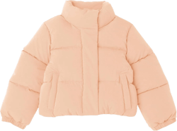 Amazon Essentials Girls and Toddlers' Cropped Full-Zip Puffer Jacket (Quilted Matte or Sherpa Fleece) Small Light Brown