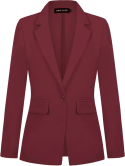 MINTLIMIT Blazers for Women Business Casual Long Sleeve Notched Lapel Button Front Blazer Jacket Tailored Outfit,Wine Red,M