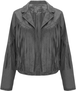Faux Leather Jackets for Women 2025 Fashion Moto Biker Jacket Fall Winter Fringe Cowboy Cropped Jacket Cool Cardigan Small Gray