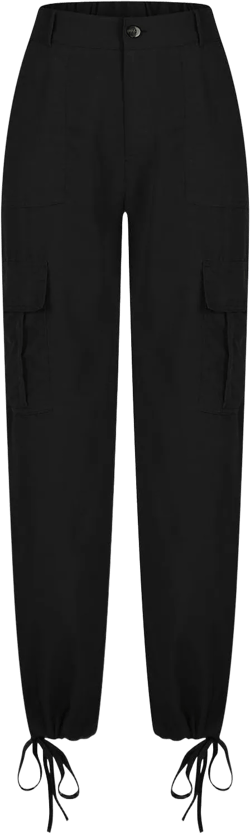 Baggy Parachute Pants for Women High Waisted Cargo Pants Multiple Pockets Trendy Teen Girls Y2K Streetwear Jogger Pants X-Large Black