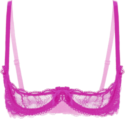 Womens Mesh Sheer Lace 1/4 Cups Bralette Vest Push Up Underwire Shelf Bra Tops Large Rose