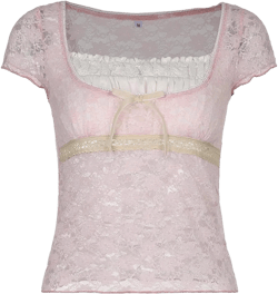 Mxiqqpltky Y2K Fairy Grunge Crop Top for Women Short Sleeve Lace Patchwork T-Shirt Aesthetic Slim Fit Cute Babydoll Top Tees I-pink Medium