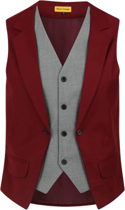 Oliver George Men’s Solid Color Suit Vest Formal Tuxedo Waistcoat Business Layered Dress Vest For Suit or Tuxedo 4X-Large Burgundy
