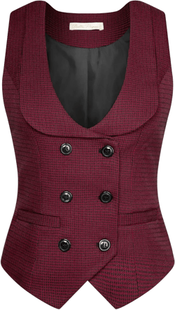 Belle Poque Women's Vintage Waistcoat Vest Suit Vests Double Breasted Sleeveless Blazer Coats X-Large Red and Black Houndstooth