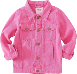 Kids Girls Boys Basic Denim Jacket Classic Coats Jeans Tops Children Casual Outerwear Teen Outfit 5-14 Years 7-8 Years Pink