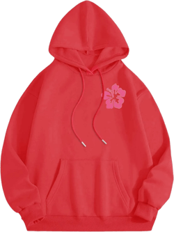 Hoodies Sweatshirt for Women Graphic Trendy Cute Y2K Clothes Girls Pullover Oversized Pink Palm Puff Preppy Hoodies B-red X-Large