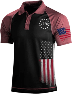 WENKOMG1 Mens Tactical Shirt Short Sleeve Lightweight Quick Dry Outdoor Shirt 4Th of July Printed Patriotic Shirt XX-Large C Red