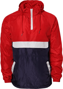 URBANJ Men's Hooded Lightweight Windbreaker Jacket Large 291wa Red/Navy