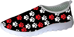 Forchrinse Colorful Cat Graphic Walking Shoes Mesh Slip On Sneaker for Men Women Girls 8.5 Wide Red White Dog Paw