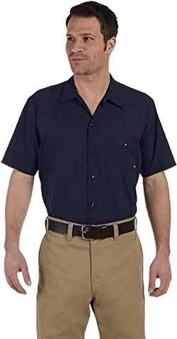 Dickies Men's Short Sleeve Industrial Work Shirt Navy Blue 5X-Large