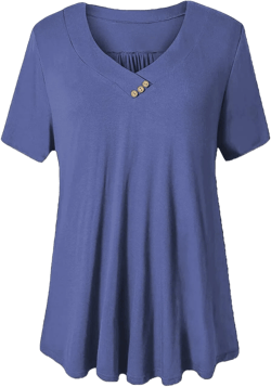 U.Vomade Women's Plus Size Tops Short Sleeve Blouses Flowy Summer Tunic Tops M-4X Beja Blue 2X
