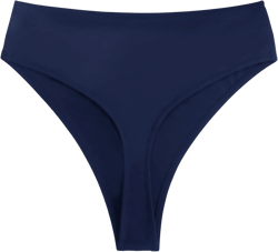 Women's High Waisted High Cut Thong Bikini Bottom X-Large Navy Blue