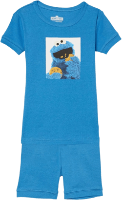Sesame Street Boys' 2-Piece Snug-fit Organic Cotton Pajama Set, Soft & Cute for Kids 2T Square Cookie Monster