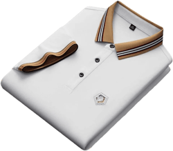 Youllyuu Mercerized Cotton Breathable Polo Shirt Men's Lapel Short Sleeved T-Shirt Embroidery Golf Polos 4X-Large White