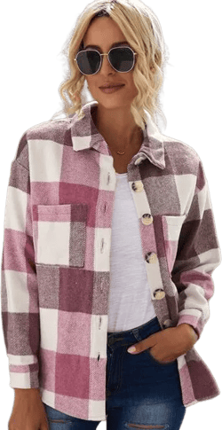 Plaid Button Up Dropped Shoulder Jacket