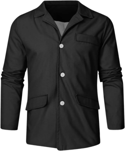 Men's Lightweight Casual Suit Blazer Jackets Linen Notched Collar Tailored Cardigan Tops Single-Breasted Sports Coats 4X-Large Black