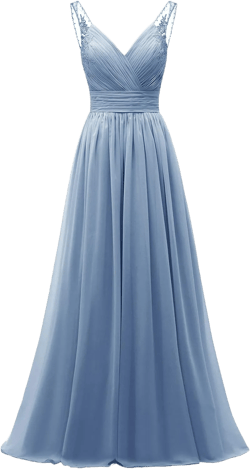 Chiffon Lace Bridesmaid Dresses Long for Women V Neck Pleated Tulle Straps A-Line Prom Evening Wedding Fomal Gowns 2 Dusty Blue