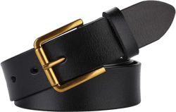 ALAIX Women's Belt Vintage Gold Buckle Belt Wide Leather Belt Black Leather Belt Pants Jeans Belts for Women