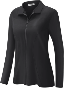 Vldnery Womens Lightweight Athletic Jacket Full Zip Long Sleeve Shirts Moisture Wicking Hiking Running Workout Tops Black 4XL