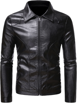 Maiyifu-GJ Men's Full Zip Lapel Leather Biker Jacket Warm Faux Leather Motorcycle Jackets Lightweight Casual Pu Bomber Coat (Black,X-Large)