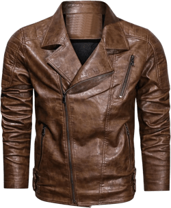 Maiyifu-GJ Mens PU Leather Asymmetric Zip Jacket Lightweight Vintage Faux Leather Biker Jacket Causal Motorcycle Zipper Coat (Brown,X-Large)