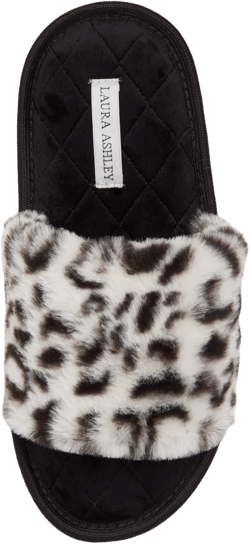 Amazon.com | Laura Ashley Open Toe Fluffy Band Slippers for Women with Non-Skid Rugged Sole, Plush Terry Slippers for Ladies | Shoes