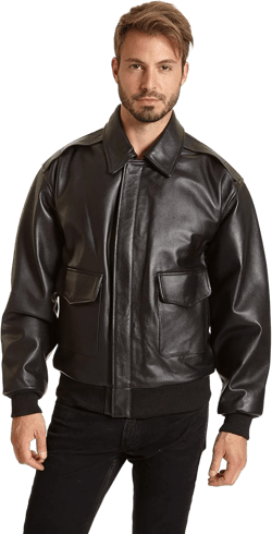 Men's Big and Tall Leather Flight Jacket 3X-Large Black