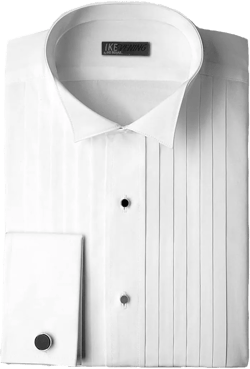 IKE Behar Wing Collar with 1/2 Inch Pleats Tuxedo Shirt collar 17.5 - sleeve 36/37 White