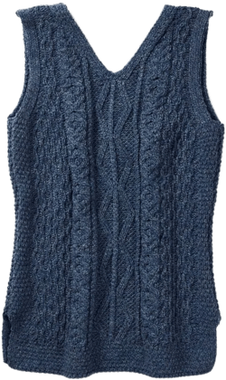 Women's Sweater Vests Top 100percent Merino Wool Sleeveless V-Neck Knitted Tank Top (Denim, Large)
