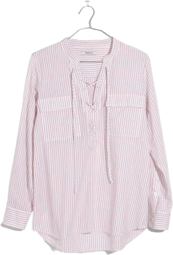 Terrace Lace-Up Shirt in Vera Stripe