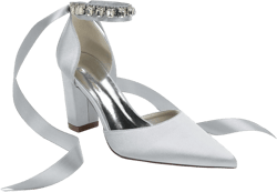 Women's High Chunky Closed Toe Block Heels Satin Crystal Wedding Party Pumps Shoes for Prom Evening Party 6 Silver
