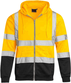Men's Colorblock Hooded Sweatshirt Reflective Stripe Sanitation Overalls Long Sleeve Zipper Jacket Coat Work Outfits Yellow 4X-Large
