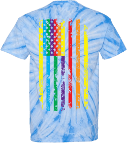 Big Rainbow American Flag - Gay Pride LGBTQ Men's T-Shirt Columbia Tie Dye - Back Print Small