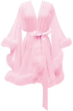 Molisa Sexy Feather Bridal Robes Chiffon Bridal Dressing Gown Short Wedding Scarf Illusion Lingerie Nightgown Sleepwear 3X-Large Pink