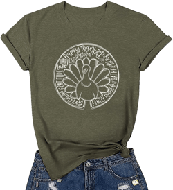 Fall T-Shirt for Women Family Halloween Thanksgiving Tops Cute Autumn Thankful Pumpkin Graphic Tees at Amazon Women’s Clothing store