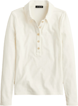 Refined Rib Long-sleeve Polo Shirt For Women