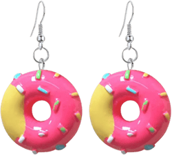 MIGUO STORE Unique Simulation Handmade Mini Donut Earrings Fashion Cartoon Cute Resin Earrings For Women Daily Jewelry