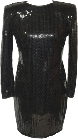 Vintage Black Sequin Stretch Open Back Wiggle Cocktail Dress 10 Medium Ld-2428