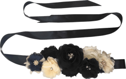 Wedding Bride Belt Floral Sash Belts for Maternity Dresses Floral Belt Sash Girls Women Baby Shower Black