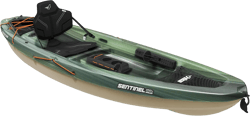 Sentinel 100X Angler Fishing Kayak - Sit-on-Top Kayak - Lightweight - 9.6 ft Khaki Camo Angler Kayak + Jacket, Tan