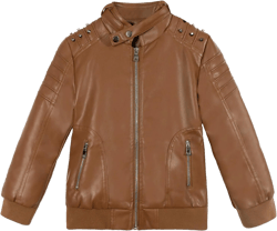 Volunboy Boys Leather Jacket Kids Fall Motorcycle Faux Pu Coats Spring Outerwear 4-5T Brownrivet