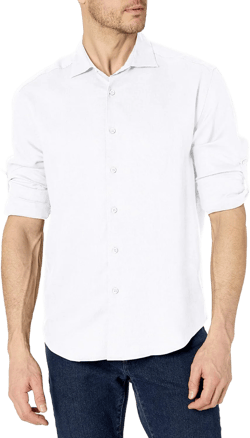 Cubavera Men's Standard Travelselect Linen-Blend Long Sleeve Button-Down Shirt, Classic Fit, Wrinkle Resistant X-Large Brilliant White