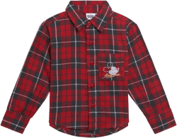 Disney Mickey Mouse Little Boys Flannel Button Down Dress Shirt Plaid Red 7-8