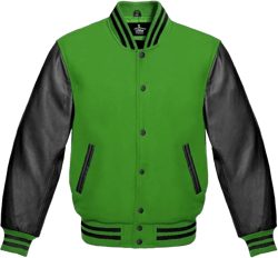 Varsity Jacket Baseball Letterman Bomber Wool & Black Genuine leather sleeves XX-Small Kelly Green